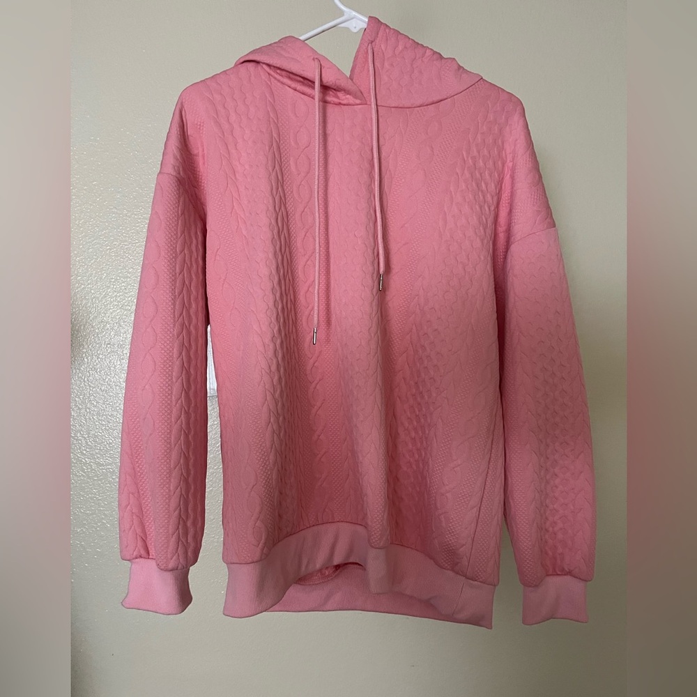 Pink Cable Knit Hoodie